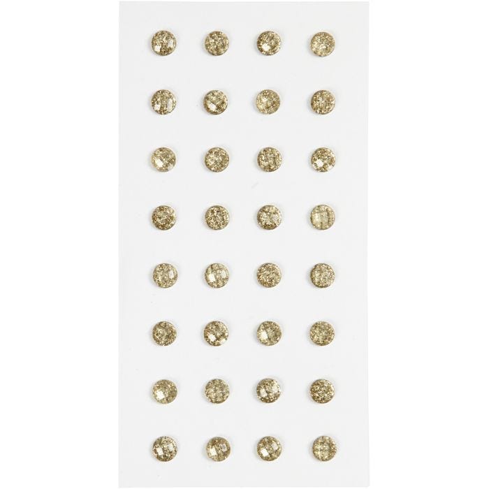 Rhinsten, diam. 8 mm, guld, 32 stk./ 1 pk.