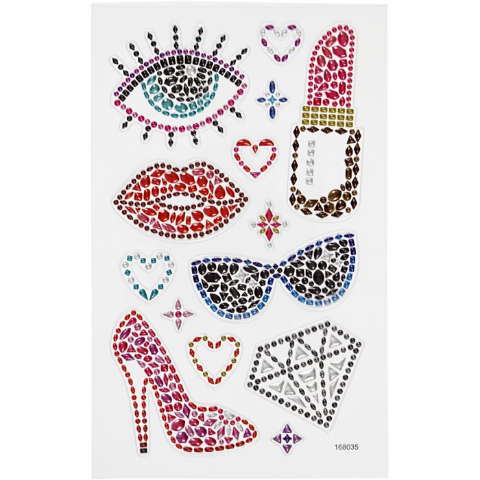 Diamond stickers, klar til fest, ark 10x16 cm, 1 ark