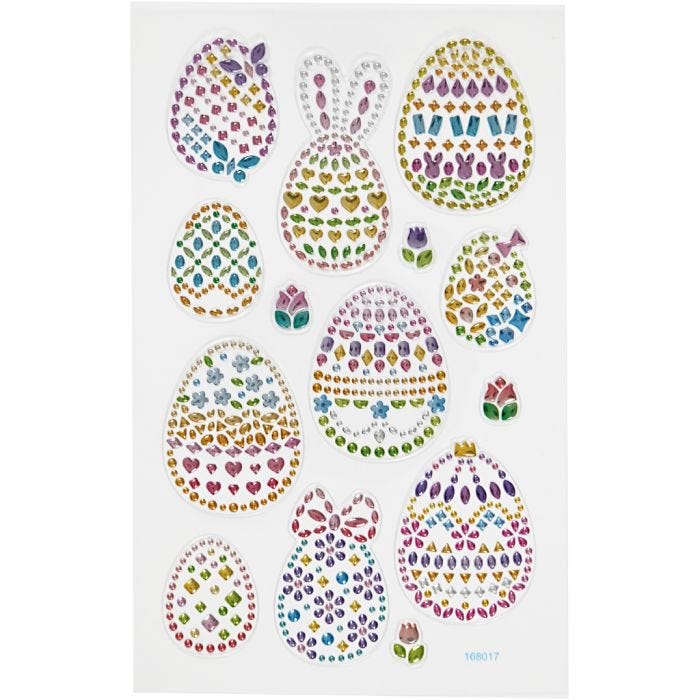 Diamond stickers, påskeæg, ark 10x16 cm, 1 ark