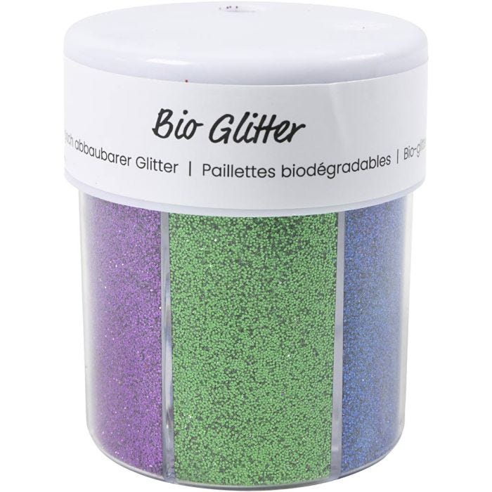 Bio-glimmer, ass. farver, 6x28 ml/ 1 ds.