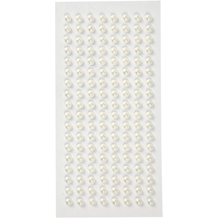Halvperler, diam. 5 mm, hvid, 144 stk./ 1 pk.