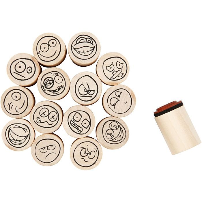 Deco Art Stempelsæt, smiley, H: 26 mm, diam. 20 mm, 15 stk./ 1 pk.