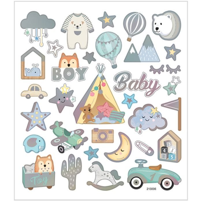 Stickers, baby boy, ark 15x16,5 cm, 1 ark