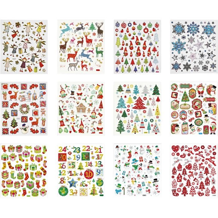 Stickershæfte, jul, ark 15x16,5 cm, 2x12 ark/ 1 pk.