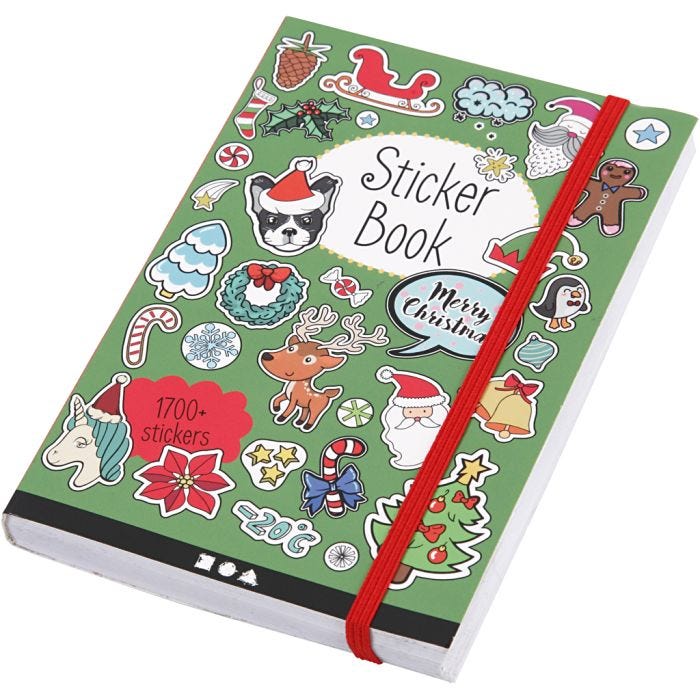 Bog med stickers, julemotiver, str. 11,5x17 cm, 76 ark, 1 stk.