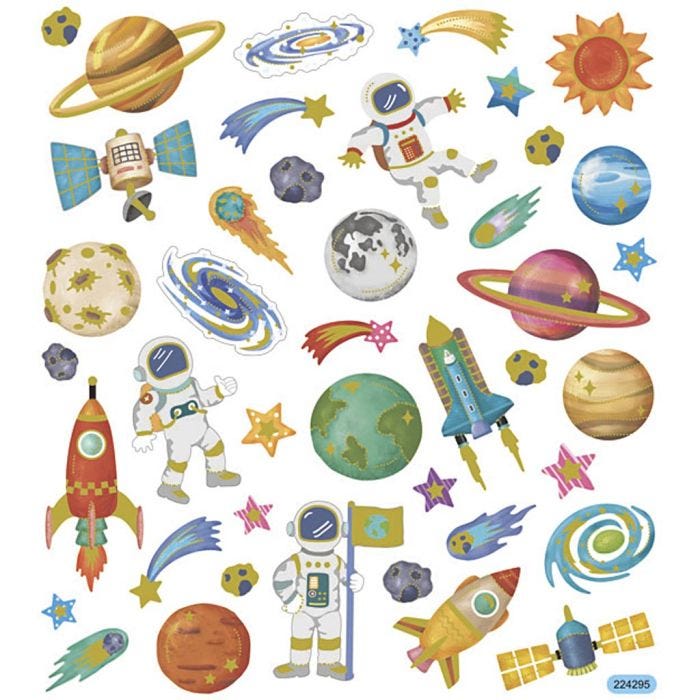Stickers, rummet, ark 15x16,5 cm, 1 ark