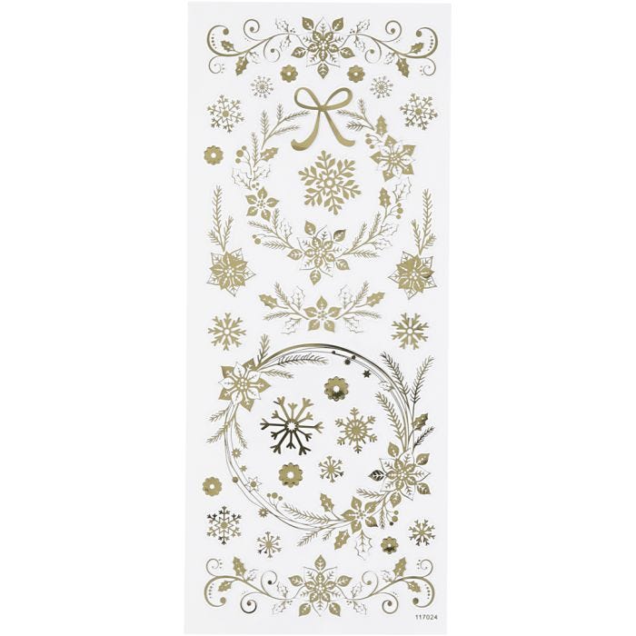 Stickers, julestjerner, ark 10x24 cm, guld, 1 ark