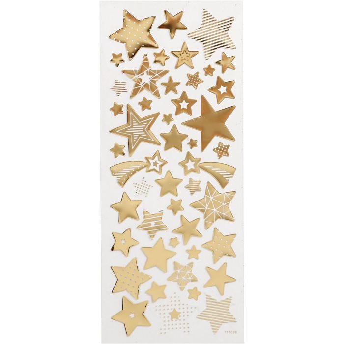 Stickers, stjerner, ark 10x24 cm, guld, 1 ark