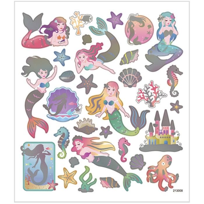 Stickers, havfruer, ark 15x16,5 cm, 1 ark