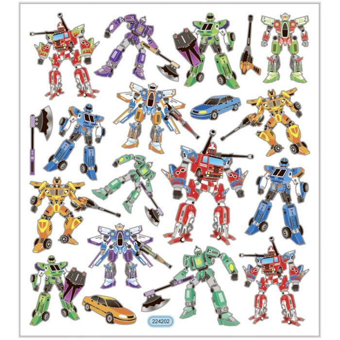 Stickers, transformers, ark 15x16,5 cm, 1 ark