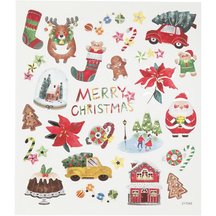 Stickers, alt til jul, ark 15x16,5 cm, 1 ark