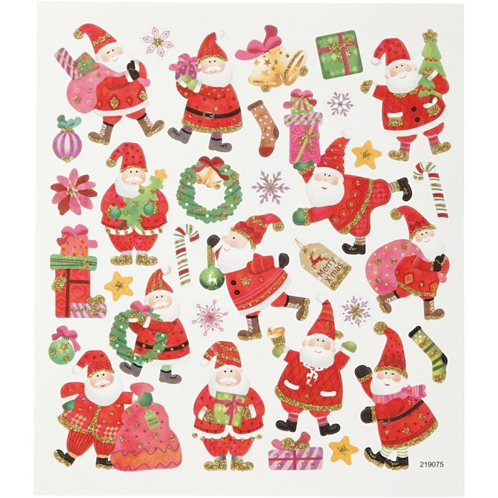 Stickers, julemand i hopla, ark 15x16,5 cm, 1 ark