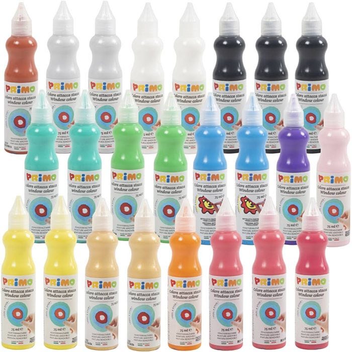 Vinduesmaling, ass. farver, 24x75 ml/ 1 pk.