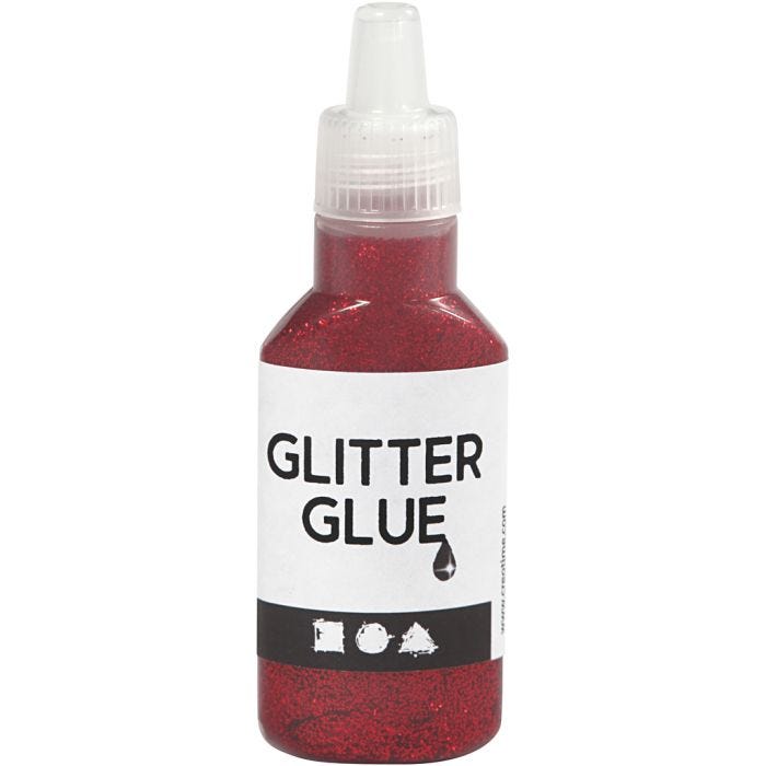 Glitterlim, rød, 25 ml/ 1 fl.