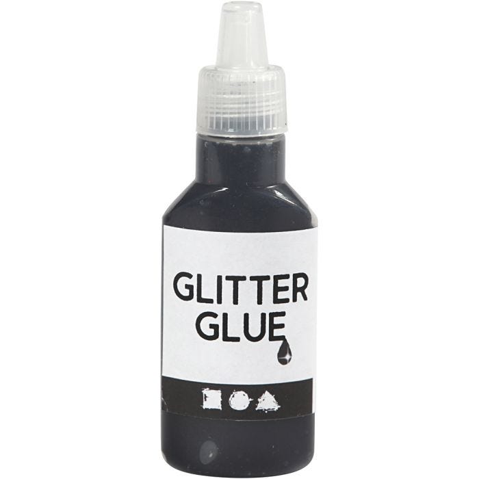 Glitterlim, sort, 25 ml/ 1 fl.