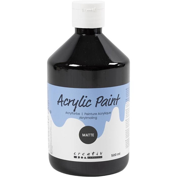 Akrylmaling Mat, sort, 500ml/ 1 fl.