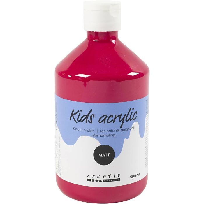 Akrylmaling Mat, primær rød, 500 ml/ 1 fl.