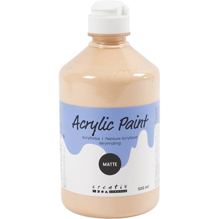 Akrylmaling Mat, lys pudder, 500 ml/ 1 fl.