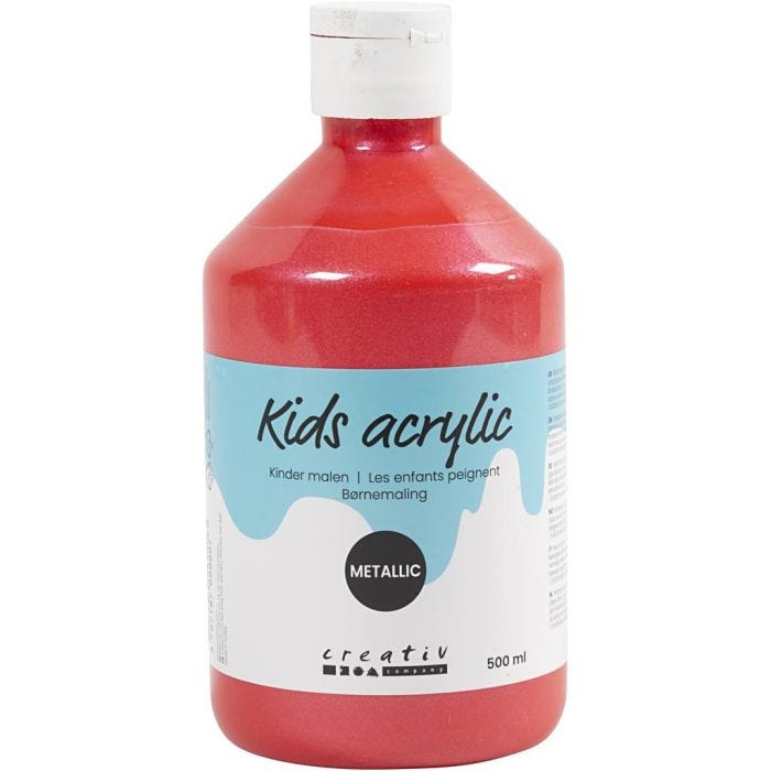 Akrylmaling Metallic, metallic, rød, 500 ml/ 1 fl.