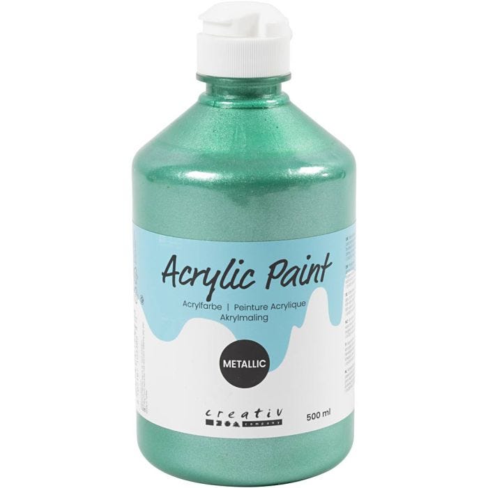 Akrylmaling Metallic, metallic, grøn, 500 ml/ 1 fl.