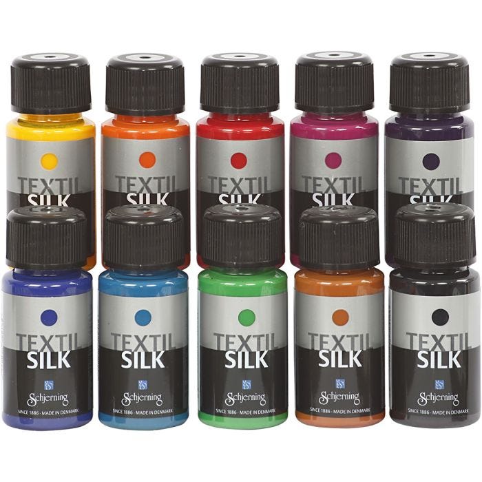 Textil Silk, ass. farver, 10x50 ml/ 1 pk.