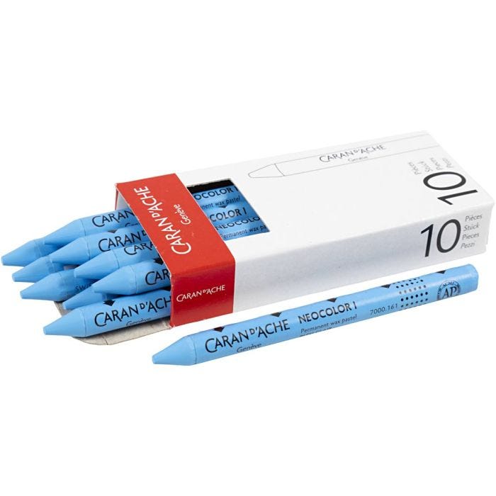 CARAN D’ACHE Neocolor I, L: 10 cm, tykkelse 8,5 mm, light blue (161), 10 stk./ 1 pk.