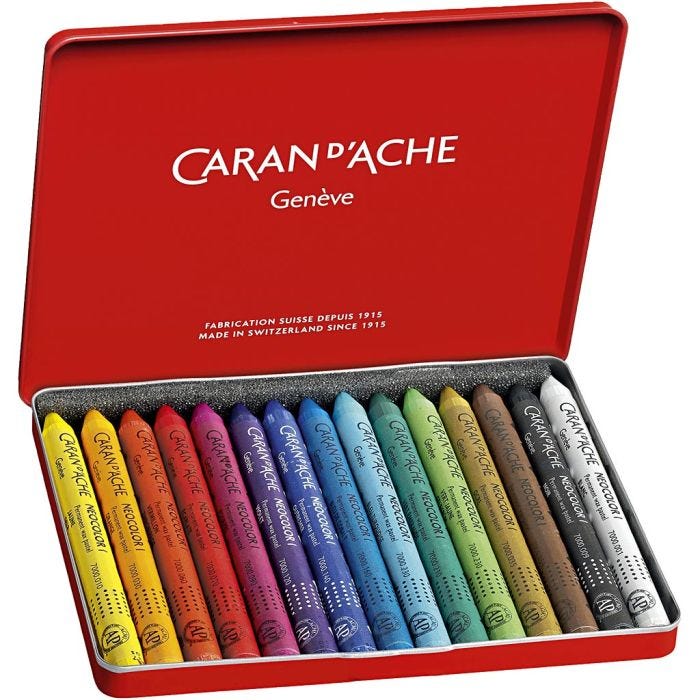 CARAN D’ACHE Neocolor I, L: 10 cm, tykkelse 8,5 mm, ass. farver, 15 stk./ 1 pk.