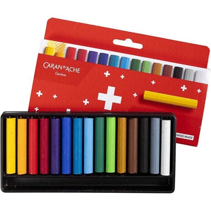 CARAN D’ACHE Neocolor I, Junior, L: 5 cm, tykkelse 8,5 mm, ass. farver, 15 stk./ 1 pk.
