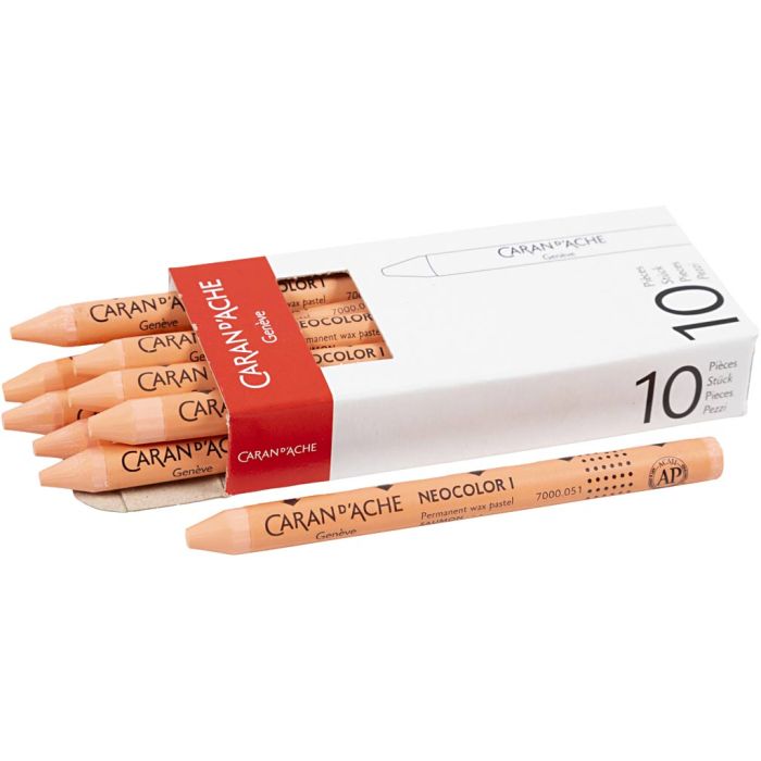 CARAN D’ACHE Neocolor I, L: 10 cm, tykkelse 8,5 mm, salmon (051), 10 stk./ 1 pk.