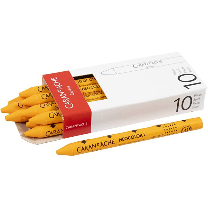 CARAN D’ACHE Neocolor I, L: 10 cm, tykkelse 8,5 mm, orange (030), 10 stk./ 1 pk.