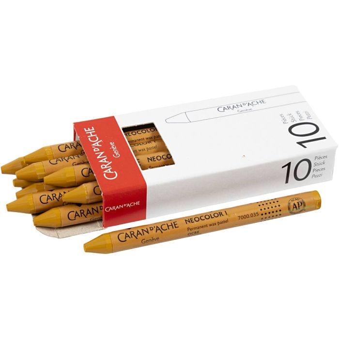 CARAN D’ACHE Neocolor I, L: 10 cm, tykkelse 8,5 mm, ochre (035), 10 stk./ 1 pk.