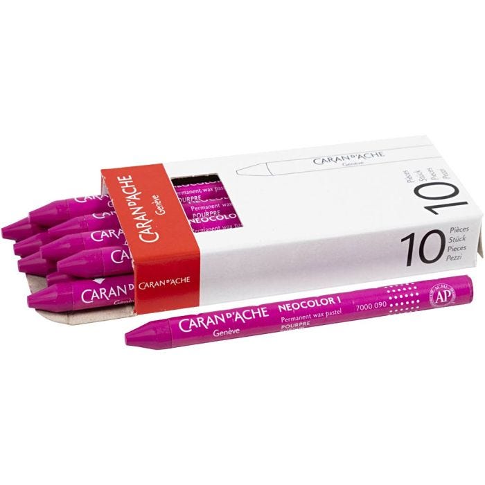 CARAN D’ACHE Neocolor I, L: 10 cm, tykkelse 8,5 mm, crimson (090), 10 stk./ 1 pk.