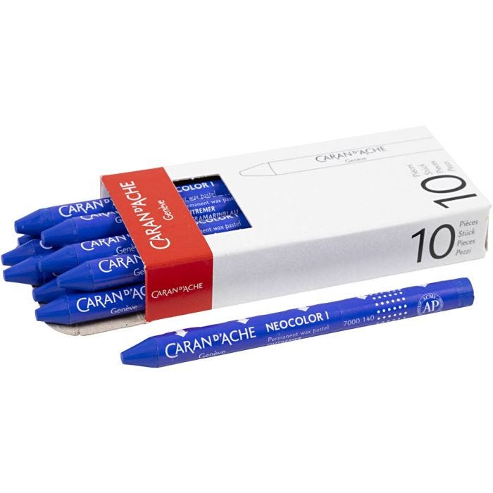 CARAN D’ACHE Neocolor I, L: 10 cm, tykkelse 8,5 mm, ultramarine (140), 10 stk./ 1 pk.