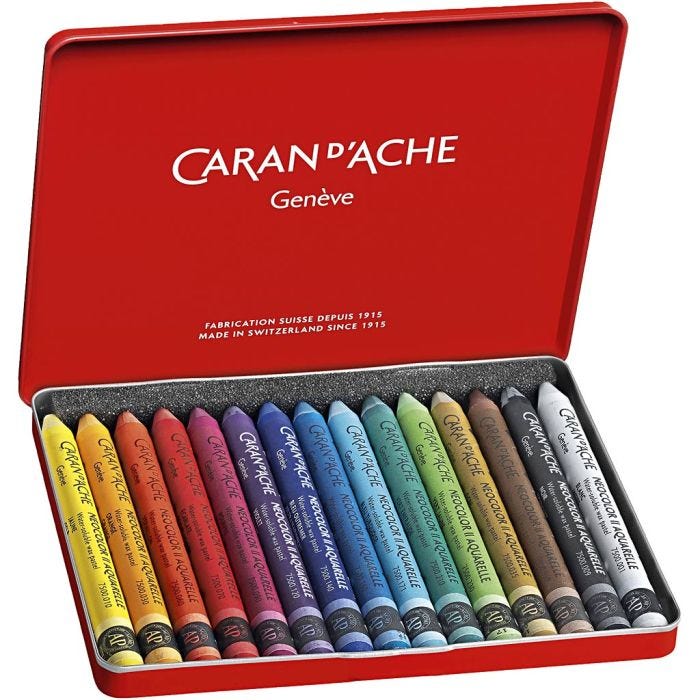 CARAN D’ACHE Neocolor II, L: 10 cm, tykkelse 8,5 mm, ass. farver, 15 stk./ 1 pk.