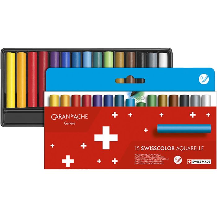 CARAN D’ACHE Neocolor II, Junior, L: 5 cm, tykkelse 8,5 mm, ass. farver, 15 stk./ 1 pk.