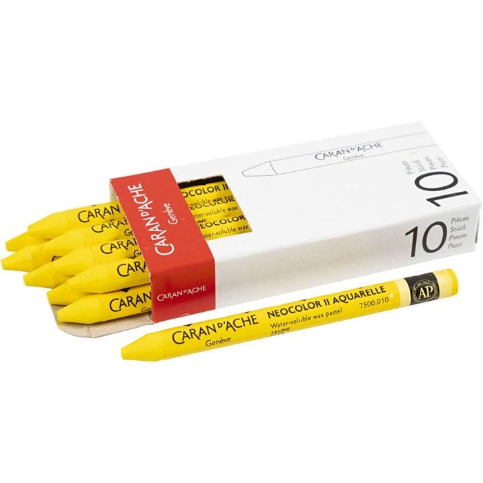 CARAN D’ACHE Neocolor II, L: 10 cm, tykkelse 8,5 mm, yellow (010), 10 stk./ 1 pk.