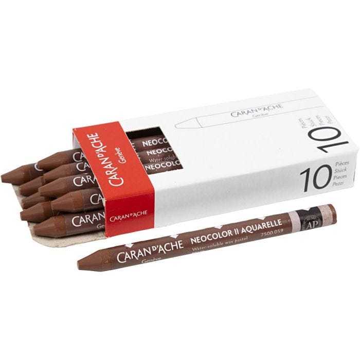 CARAN D’ACHE Neocolor II, L: 10 cm, tykkelse 8,5 mm, brown (059), 10 stk./ 1 pk.