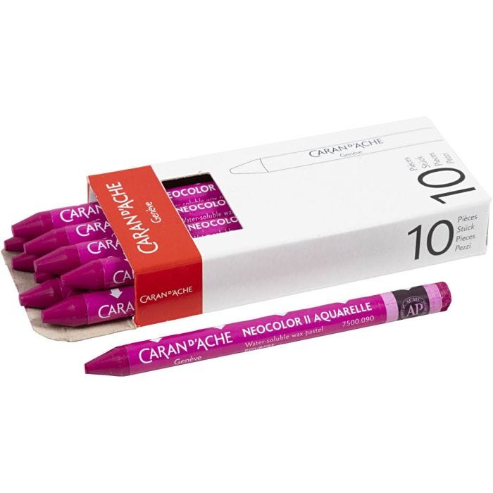 CARAN D’ACHE Neocolor II, L: 10 cm, tykkelse 8,5 mm, crimson (090), 10 stk./ 1 pk.