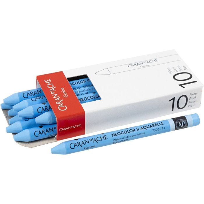 CARAN D’ACHE Neocolor II, L: 10 cm, tykkelse 8,5 mm, light blue (161), 10 stk./ 1 pk.