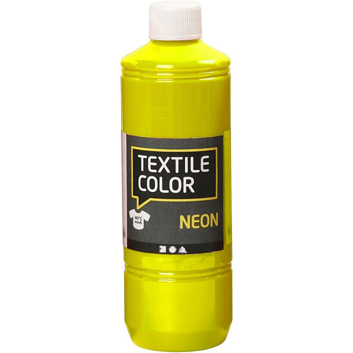 Tekstilmaling, neon gul, 500 ml/ 1 fl.