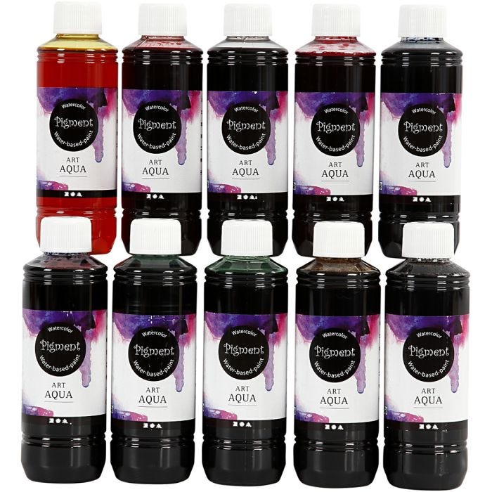 Flydende Akvarelmaling, ass. farver, 10x250 ml/ 1 pk.