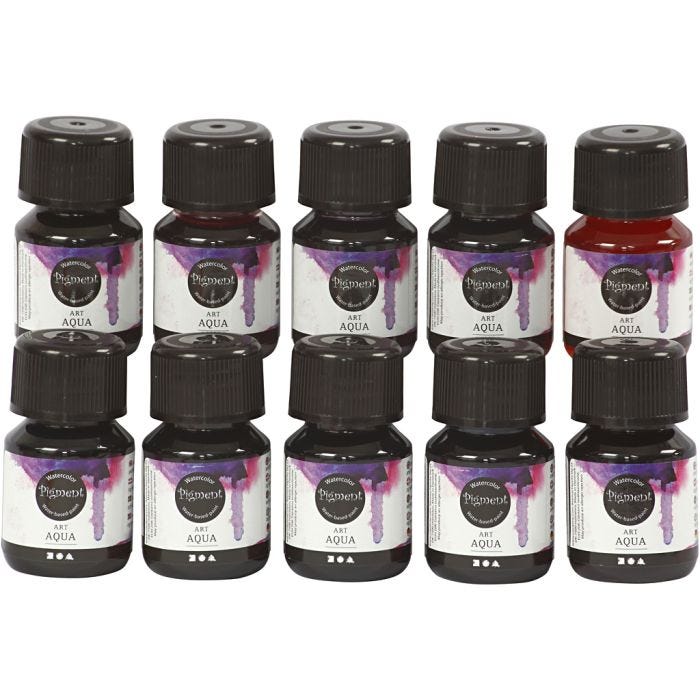Flydende Akvarelmaling, ass. farver, 10x30 ml/ 1 pk.