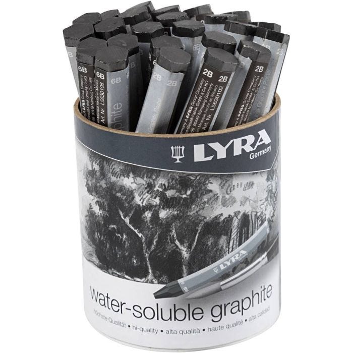 Lyra Grafit akvarelstifter, L: 6,5 cm, 24 stk./ 1 pk.