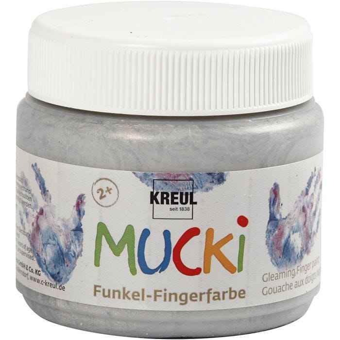 Mucki Fingermaling, metal sølv, 150ml/ 1 ds.