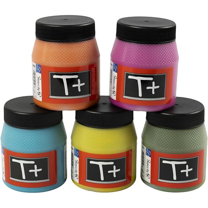 Tavlemaling, ass. farver, 5x250 ml/ 1 pk.