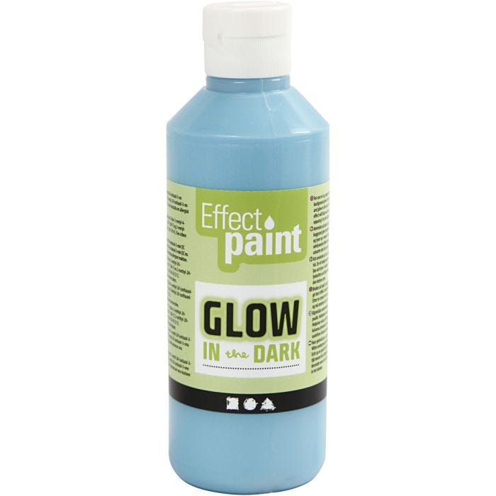 Selvlysende Maling, fluorescerende lyseblå, 250ml/ 1 fl.