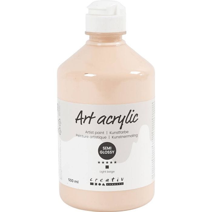 Art Akrylmaling, halvblank, dækkende, lys pudder, 500ml/ 1 fl.