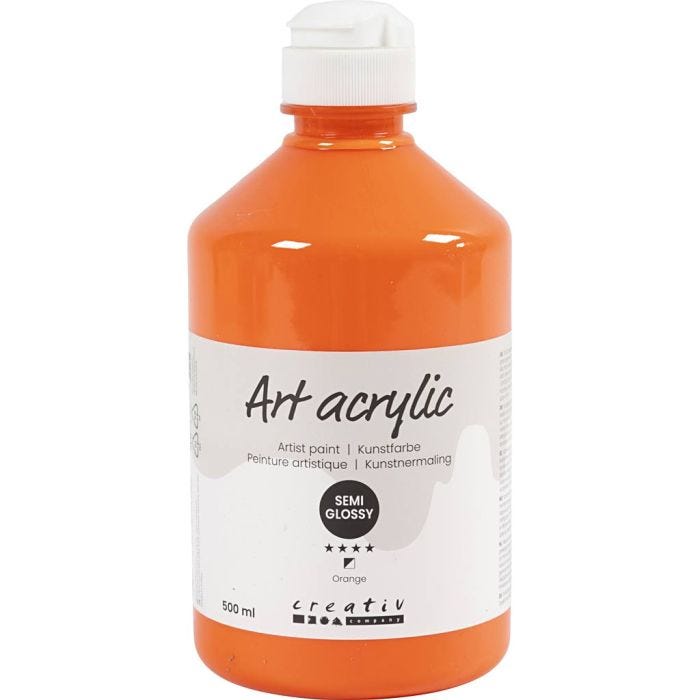 Art Akrylmaling, halvblank, halvtransparent, orange, 500ml/ 1 fl.