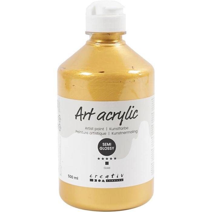 Art Akrylmaling, halvblank, dækkende, guld, 500ml/ 1 fl.