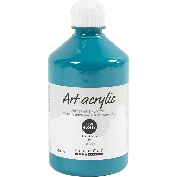Art Akrylmaling, halvblank, dækkende, turkis, 500 ml/ 1 fl.